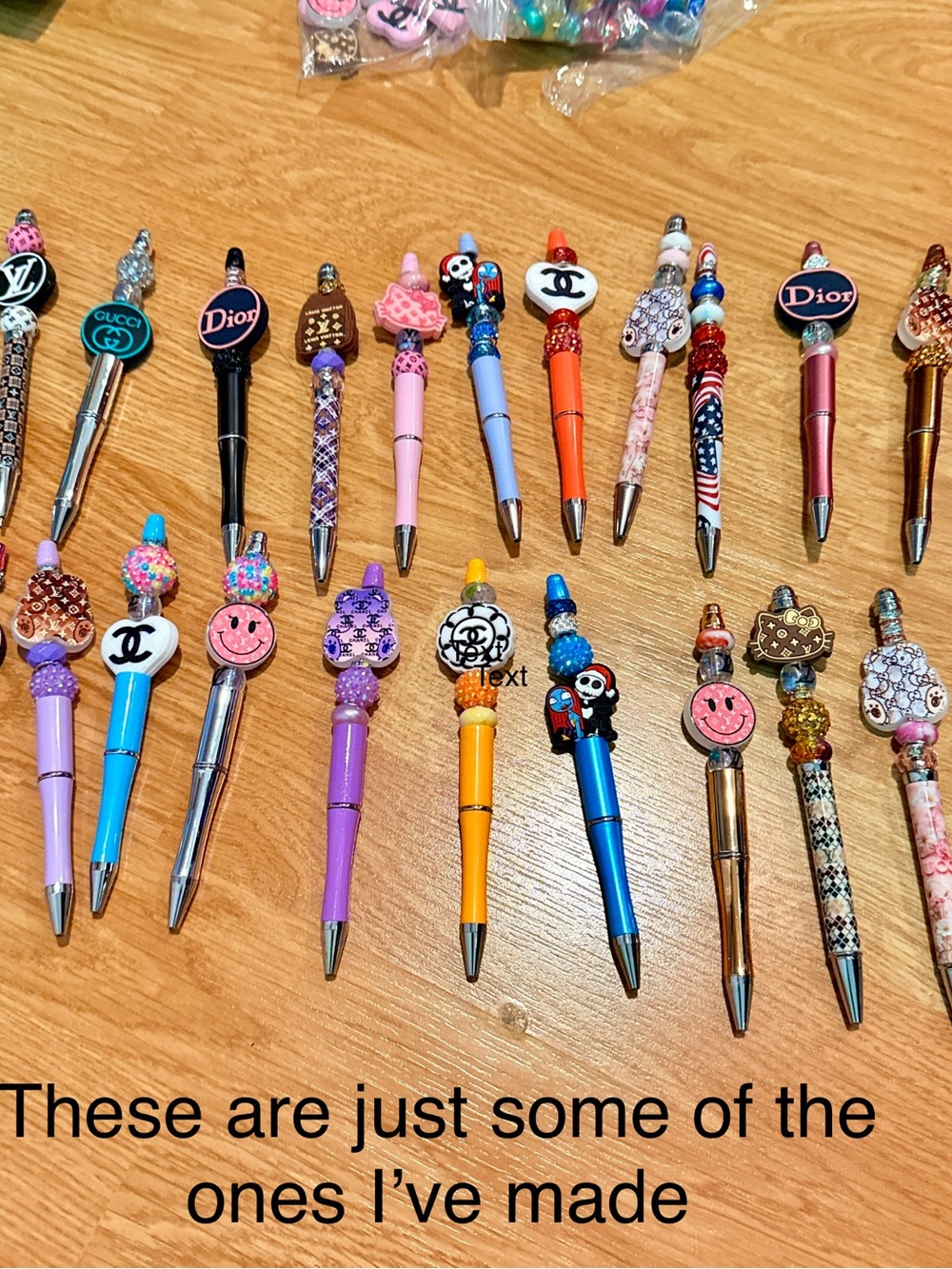 Handcrafted Decorative Bead Pens as shown, or can be personalized as requested.